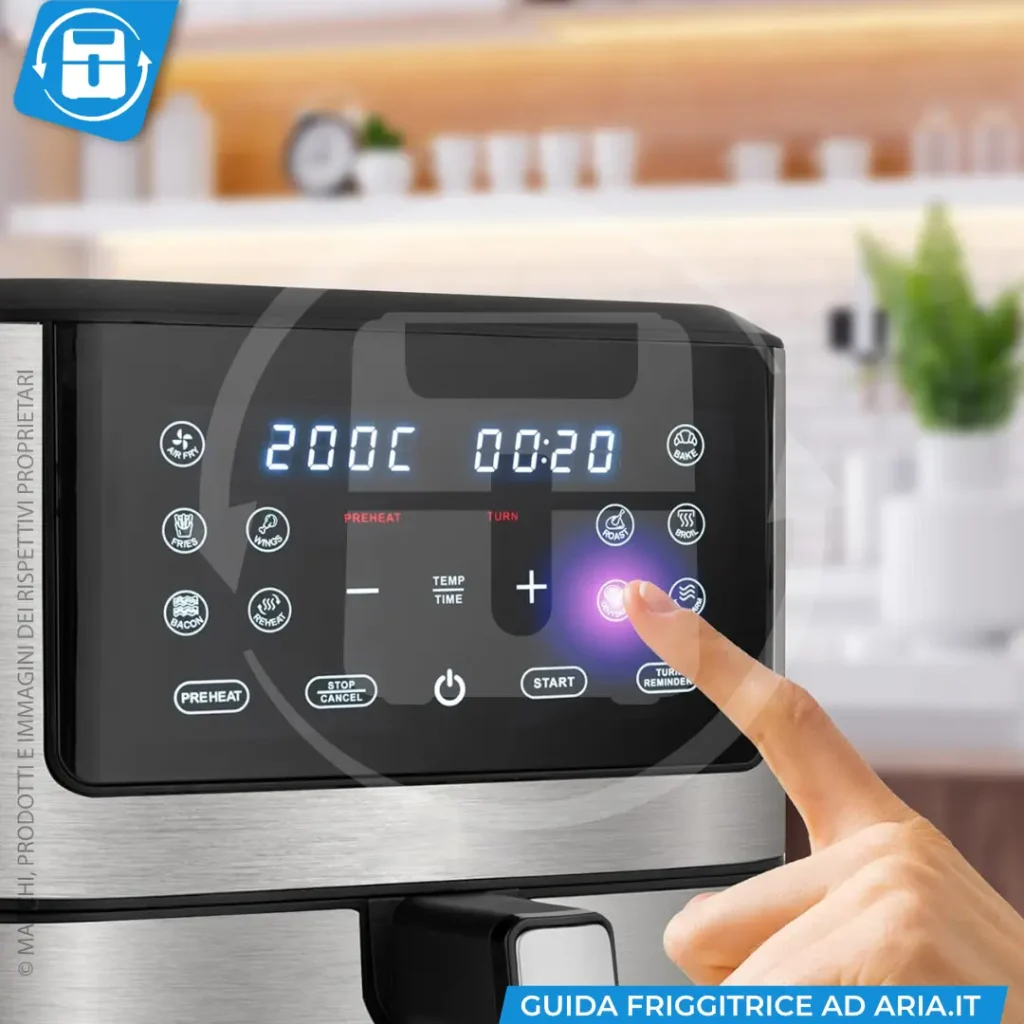 Display friggitrce ad aria e scelta dei programmi preimpostati