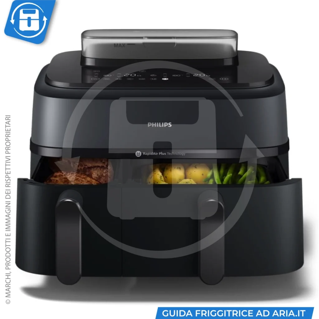friggitrice ad aria Philips Airfryer Serie 5000 doppio cestello con vapore NA550:00