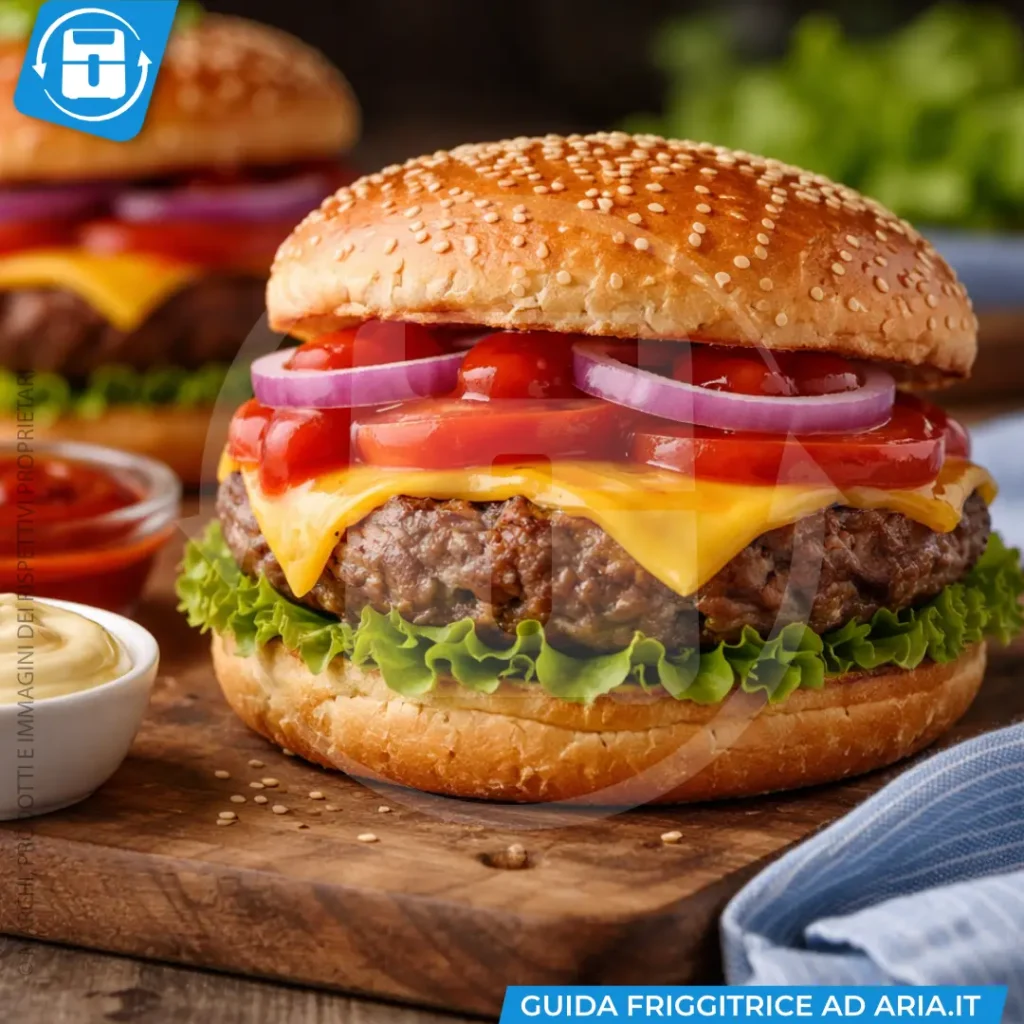 cheeseburger in friggitrice ad aria